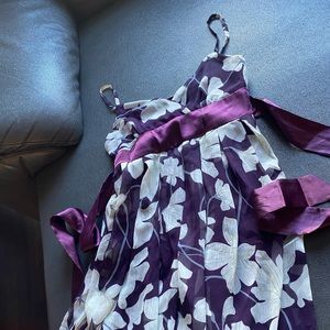Floral purple white dress adjustable straps